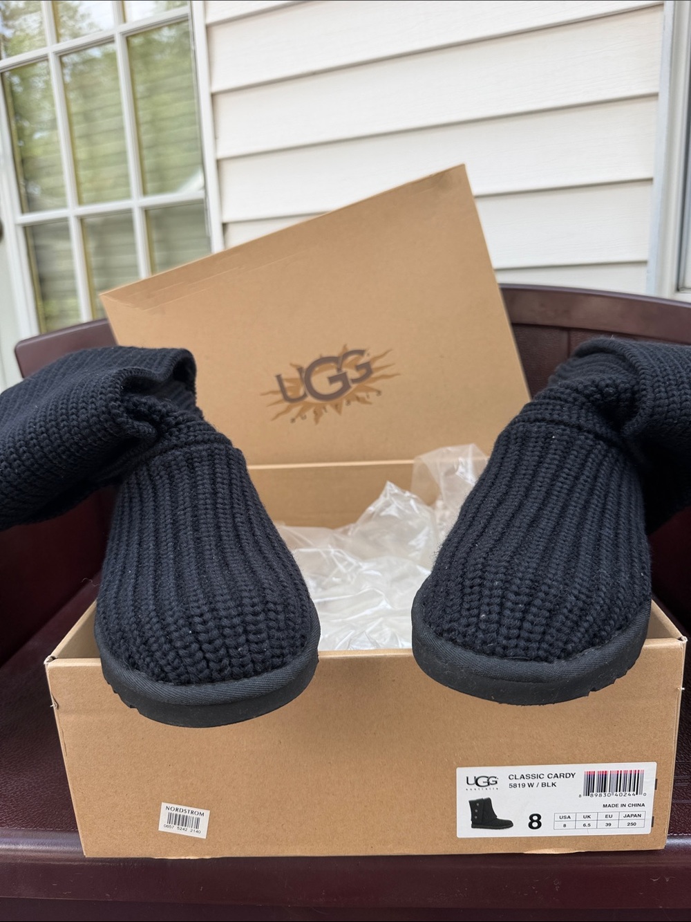 UGG Kids Classic Cardy Knit Boots in Black